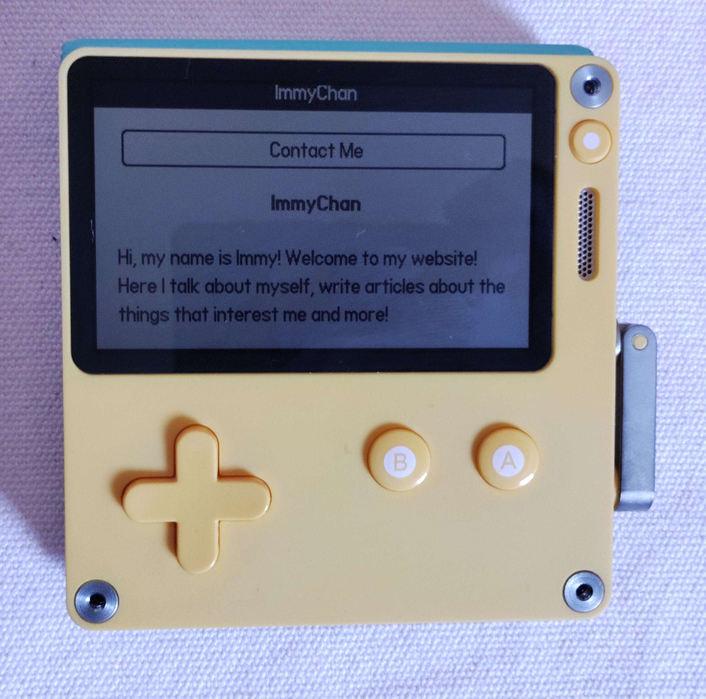 ImmyChan Website on the Playdate